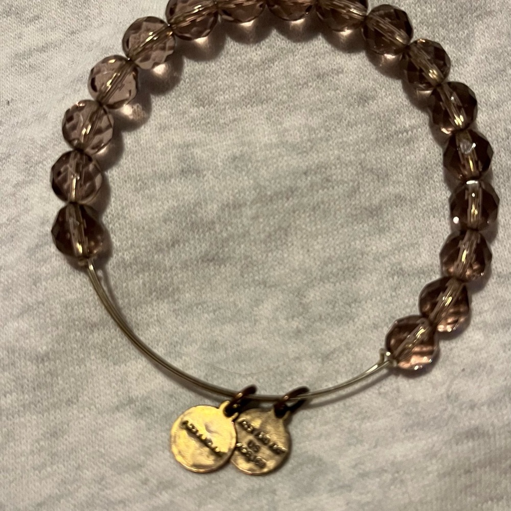 Alex and Ani Brown Beaded Bracelet with Gold Charms